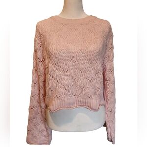 Francesca's Collections Baby Pink Crew Neck Crop Sweater S